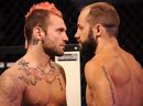Chris Saunders and Sam Sicilia face off after weighing in