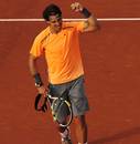 Rafael Nadal celebrates his win over Janko Tipsarevic