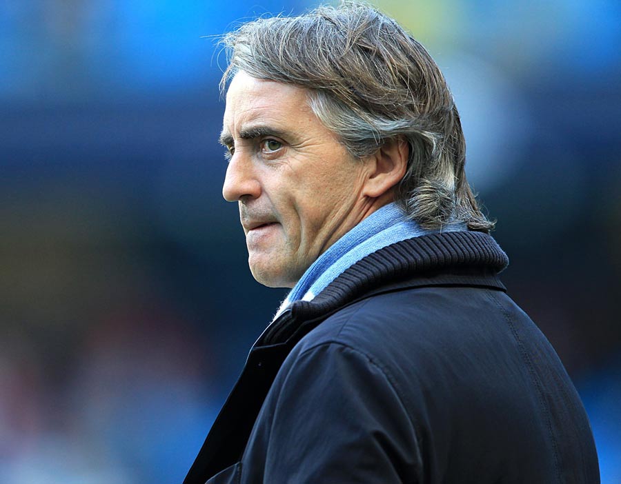 Roberto Mancini looks pensive prior to kick-off