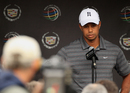 Tiger Woods is unamused by a question
