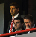 Steven Gerrard watches on from the stands