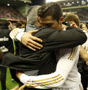 Cristiano Ronaldo and Jose Mourinho celebrate the title win