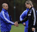 Fernando Torres looks relaxed during a Chelsea training session
