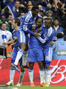 Didier Drogba celebrates with his Chelsea team-mates