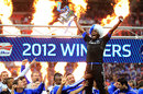 Michael Essien celebrates Chelsea's FA Cup victory