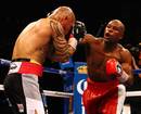 Floyd Mayweather Jnr throws a right at Miguel Cotto