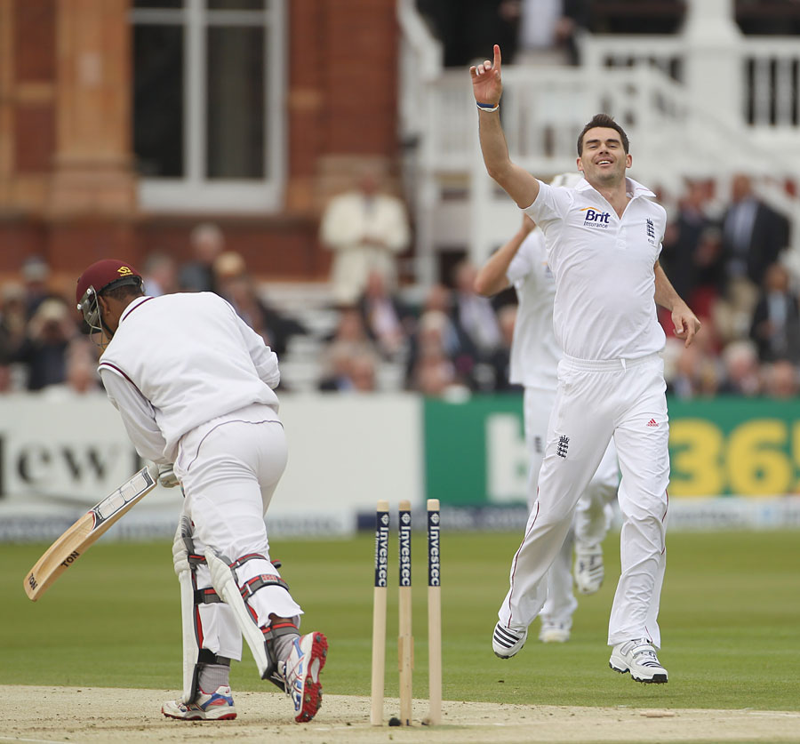James Anderson claimed the first wicket of the day when he removed Kieran Powell