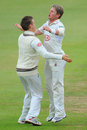 Stuart Meaker celebrates a wicket