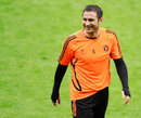 Frank Lampard grins during a training session