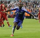 Didier Drogba celebrates after scoring