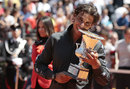 Rafael Nadal shows off his new trophy