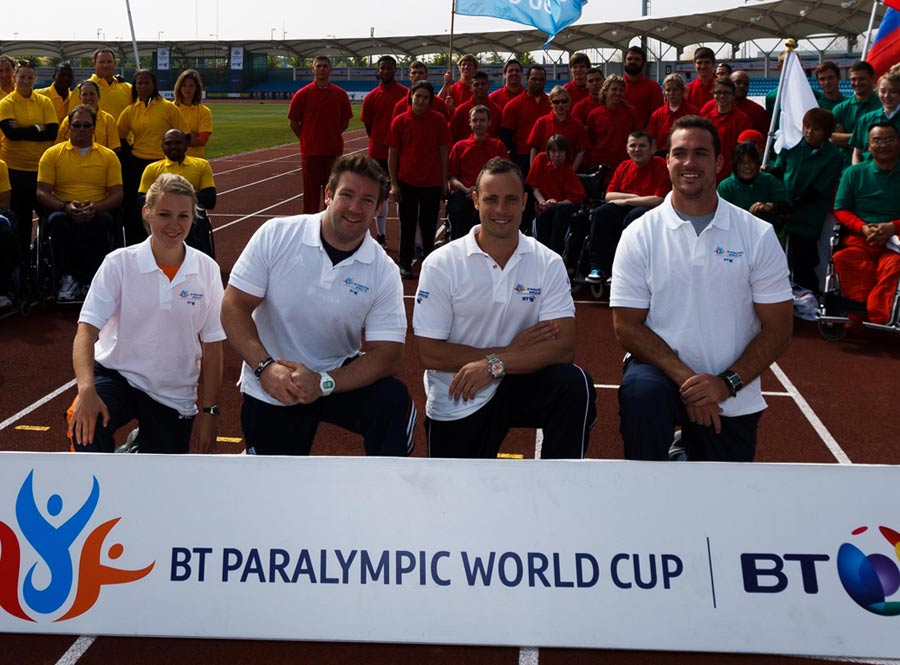Edina Muller, Dan Greaves, Oscar Pistorius and Nathan Stephens promote the Paralympic World Cup