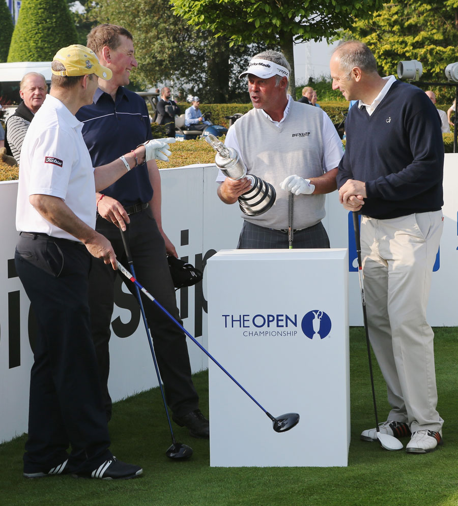 Darren Clarke chats with Sir Clive Woodward, Matthew Pinsent and Sir Steve Redgrave