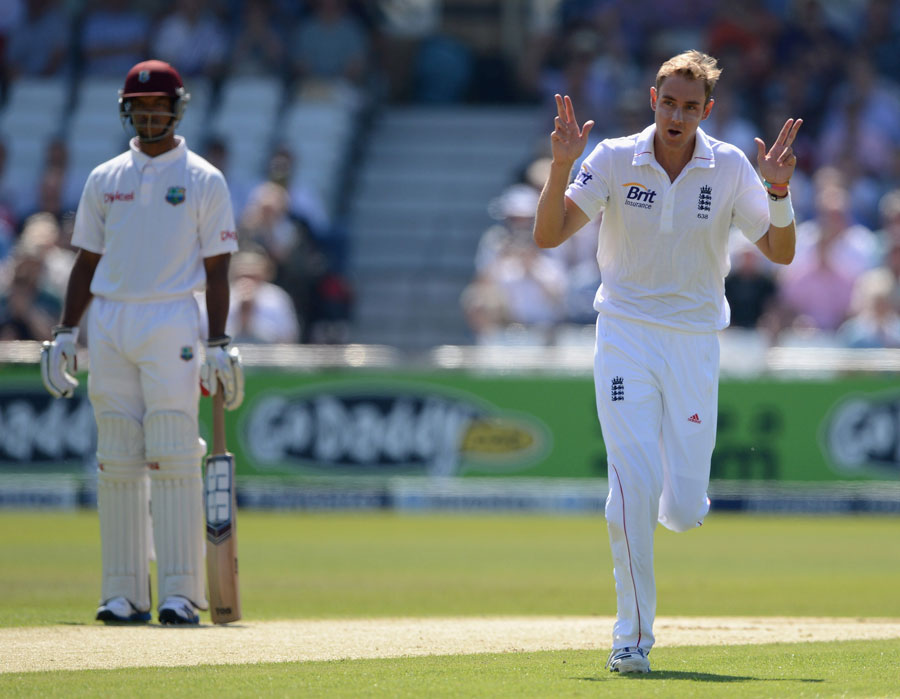 Stuart Broad removed Adrian Barath for a duck