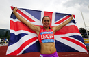 Jessica Ennis celebrates her British record