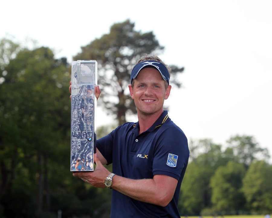 Luke Donald shows off his trophy