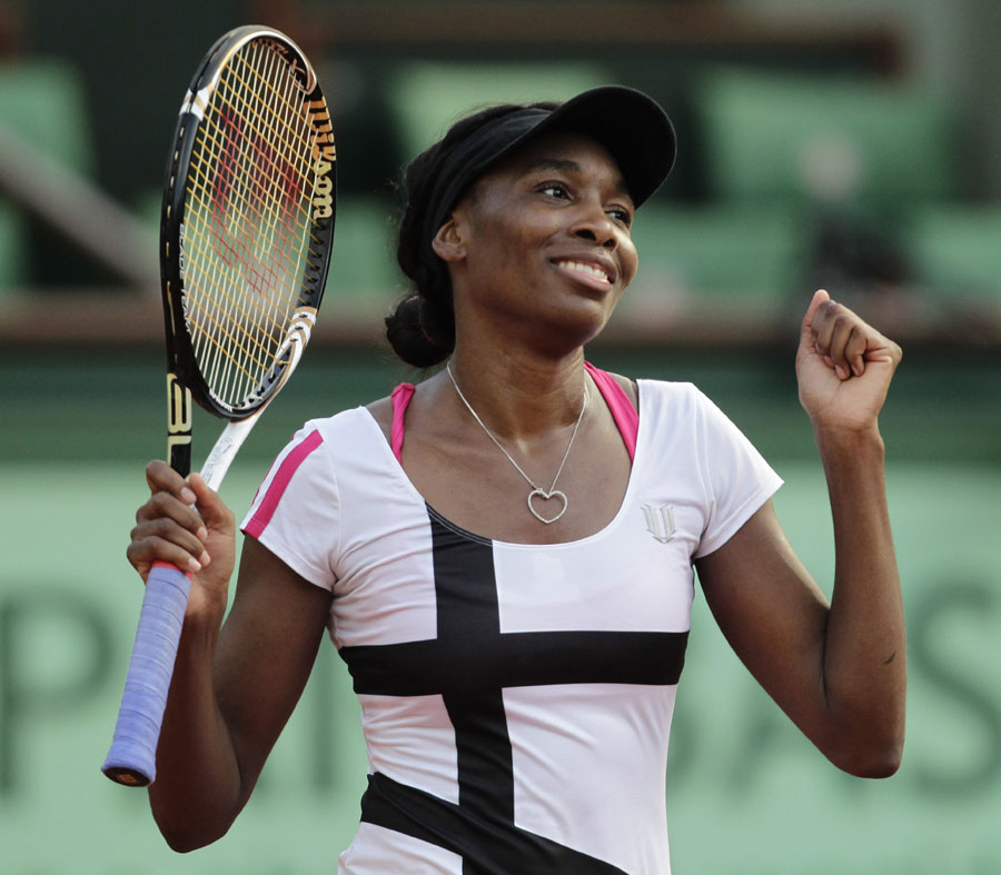 Venus Williams celebrates her win