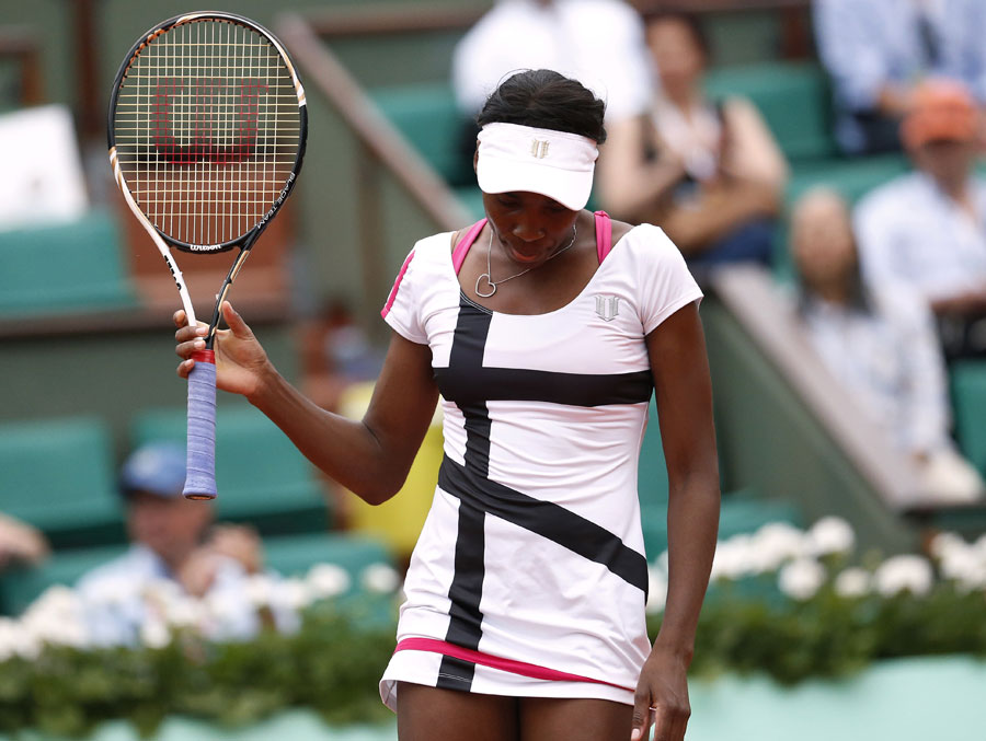 Venus Williams reacts after a point