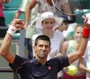 Novak Djokovic celebrates his victory over Blaz Kavcic