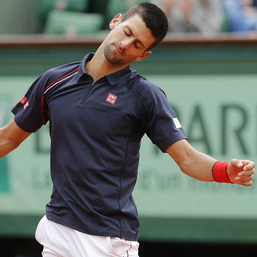 Novak Djokovic looks frustrated