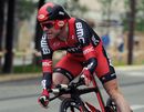 Cadel Evans competes in the prologue