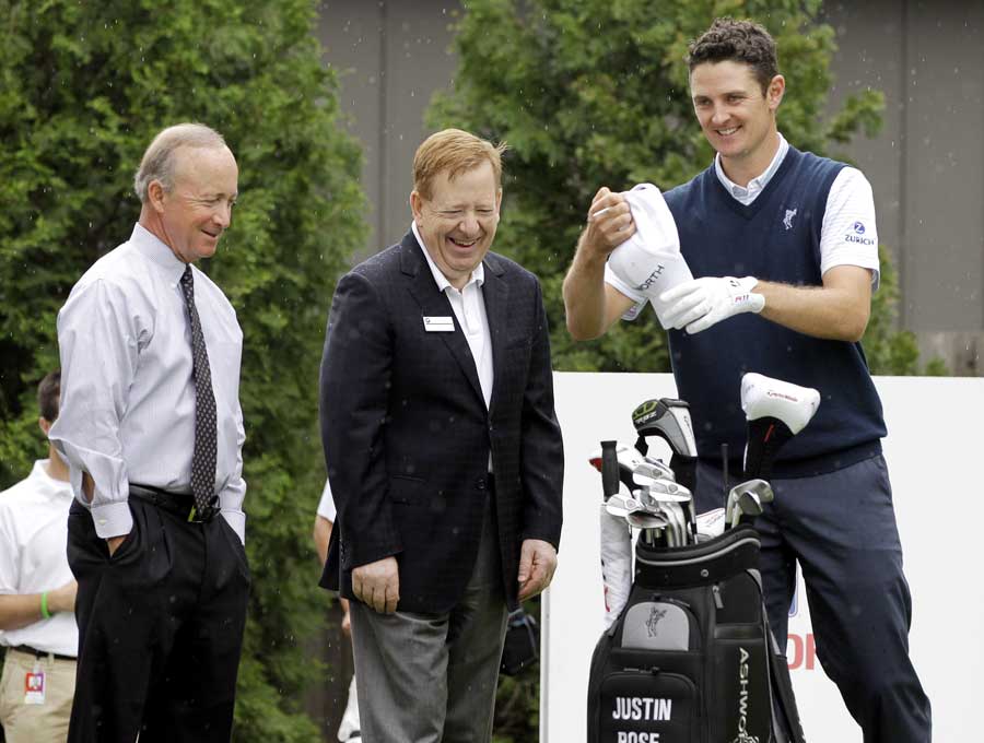 Justin Rose cuts a relaxed figure at a media day