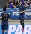 Karim Benzema celebrates after scoring the second goal 