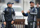 Ian Bell and Jonathan Trott share a joke during England practice