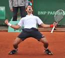 Novak Djokovic lets out a roar of relief