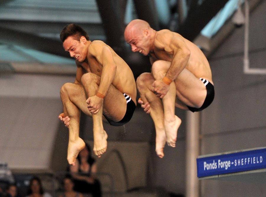 Tom Daley and Peter Waterfield on their way to winning the Men's 10m Sychro final 