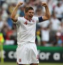 Steven Gerrard celebrates after Joleon Lescott's goal