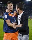 Olivier Giroud celebrates Montpellier's title success as fans invade the pitch