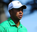 Tiger Woods looks on nervously