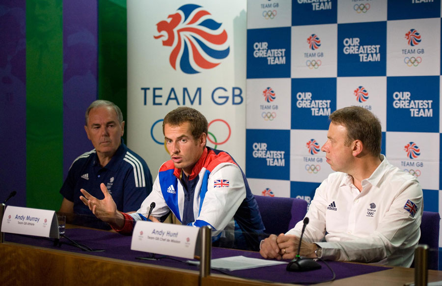 Andy Murray speaks at a press conference after being selected to represent Team GB at London 2012