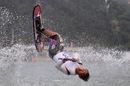Kim Dong Eon of South Korea competes in the waterski men's tricks preliminaries at the Asian Beach Games