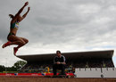 Jessica Ennis leaps through the air