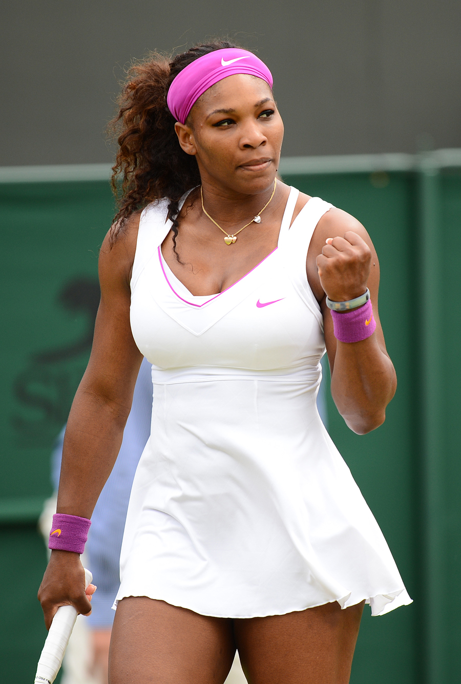 Serena Williams celebrates a crucial point