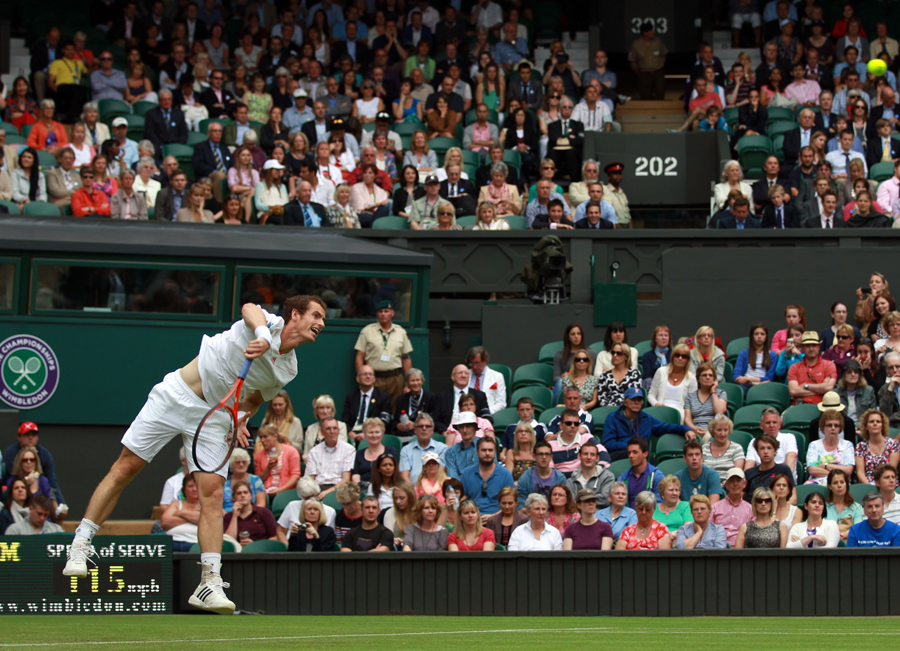 Andy Murray fires down a serve