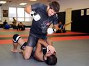 Patrick Cote trains with a sparring partner