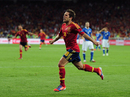 Jordi Alba wheels away after scoring