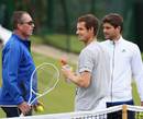 Andy Murray cuts a relaxed figure during practice