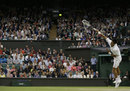 Novak Djokovic fires down a serve