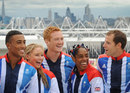 Andrew Osagie, Sophie Hitchon, Greg Rutherford, Yamile Aldama and Rhys Williams pose for the cameras
