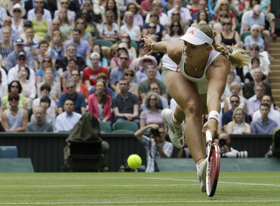 Angelique Kerber stretches for the ball