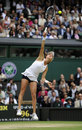 Agnieszka Radwanska serves to Serena Williams