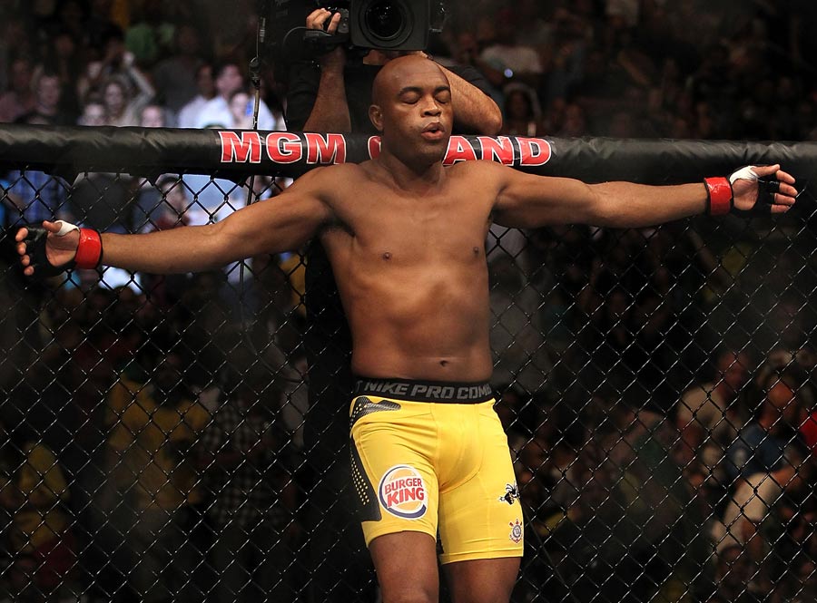 Anderson Silva stands in the Octagon before his bout against Chael Sonnen