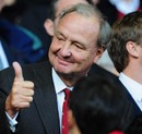 Tom Hicks Snr gives the thumbs up in anticipation of Liverpool's 2-0 victory over Manchester United