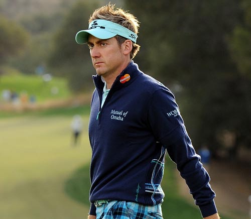 Ian Poulter departs the 18th green in trademark eye-catching trousers, Chevron World Challenge, Thousand Oaks California, December 6, 2009