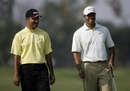 Jeev Milka Singh talks with Tiger Woods