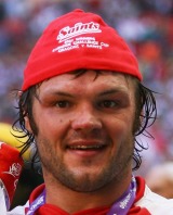 Keiron Cunningham poses with the trophy following his teams victory in the 2007 Challenge Cup final